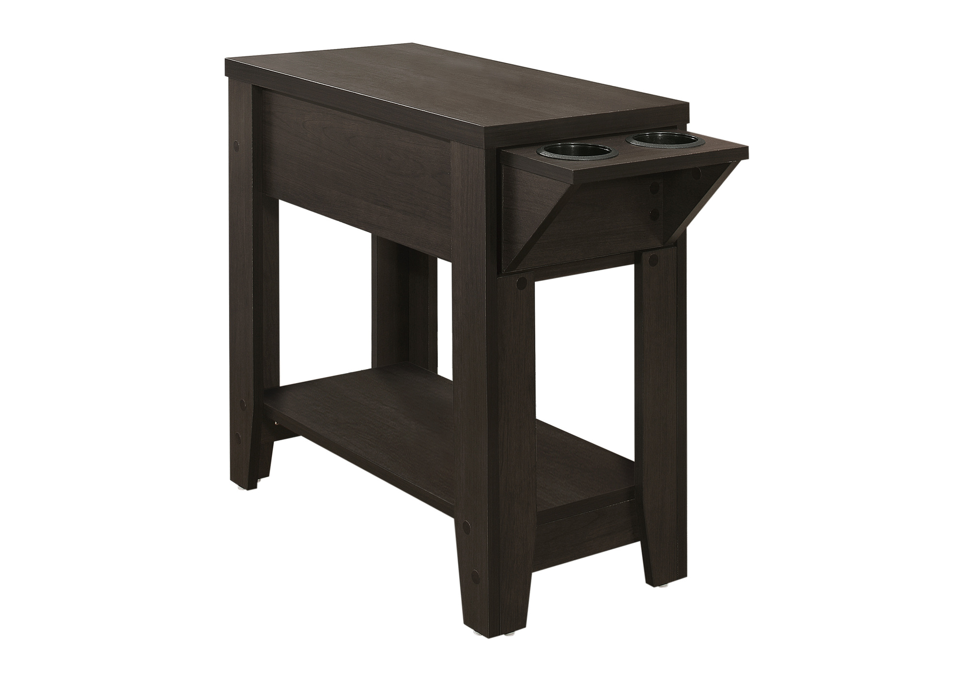 ACCENT TABLE - 23"H / ESPRESSO WITH A GLASS HOLDER - Image 3
