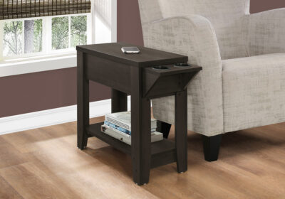 ACCENT TABLE - 23"H / ESPRESSO WITH A GLASS HOLDER
