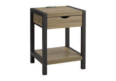ACCENT TABLE - 24"H / DARK TAUPE / BLACK METAL USB / PLUG