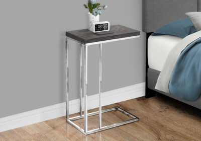 ACCENT TABLE - GREY WITH CHROME METAL