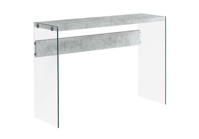 ACCENT TABLE - 44"L / GREY CEMENT / TEMPERED GLASS
