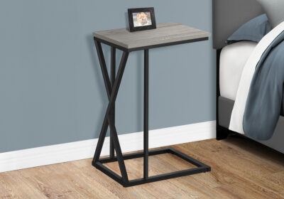ACCENT TABLE - 25"H / GREY / BLACK METAL
