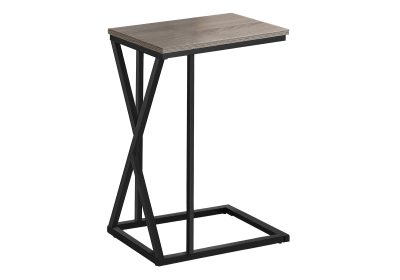 ACCENT TABLE - 25"H / DARK TAUPE / BLACK METAL