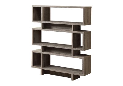 BOOKCASE - 55"H / DARK TAUPE MODERN STYLE