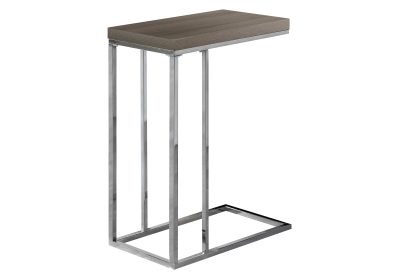ACCENT TABLE - DARK TAUPE WITH CHROME METAL