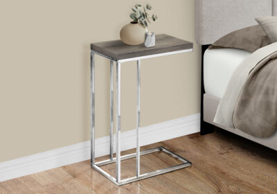 ACCENT TABLE - DARK TAUPE WITH CHROME METAL