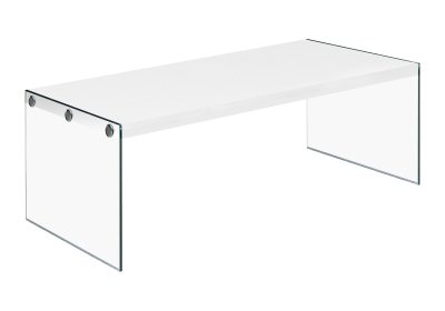 COFFEE TABLE - GLOSSY WHITE WITH TEMPERED GLASS