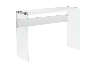 ACCENT TABLE - 44"L / GLOSSY WHITE / TEMPERED GLASS