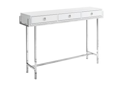 ACCENT TABLE - 48"L / GLOSSY WHITE / CHROME METAL