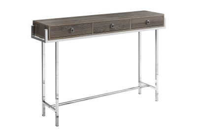 ACCENT TABLE - 48"L / DARK TAUPE / CHROME METAL