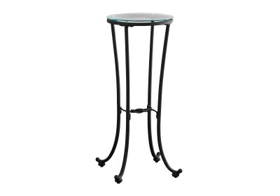ACCENT TABLE - HAMMERED BLACK METAL WITH TEMPERED GLASS