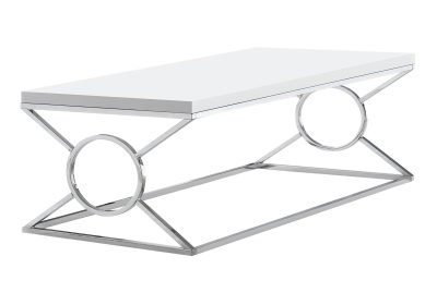COFFEE TABLE - GLOSSY WHITE WITH CHROME METAL