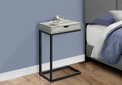 ACCENT TABLE - GREY RECLAIMED WOOD-LOOK / BLACK / DRAWER