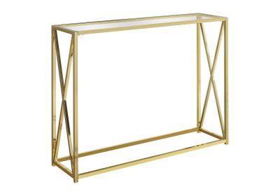 ACCENT TABLE - 42"L / GOLD METAL WITH TEMPERED GLASS
