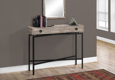 ACCENT TABLE - 42"L / TAUPE RECLAIMED WOOD / BLACK CONSOLE