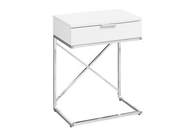 ACCENT TABLE - 24"H / GLOSSY WHITE / CHROME METAL