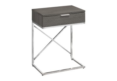 ACCENT TABLE - 24"H / GREY / CHROME METAL