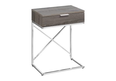 ACCENT TABLE - 24"H / DARK TAUPE / CHROME METAL