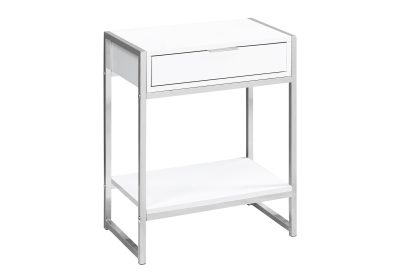 ACCENT TABLE - 24"H / GLOSSY WHITE / CHROME METAL