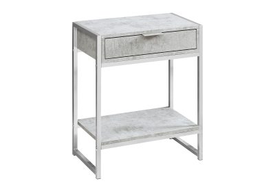 ACCENT TABLE - 24"H / GREY CEMENT / CHROME METAL