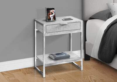 ACCENT TABLE - 24"H / GREY CEMENT / CHROME METAL