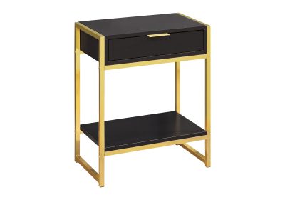 ACCENT TABLE - 24"H / ESPRESSO / GOLD METAL