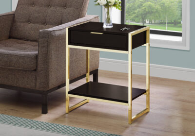 ACCENT TABLE - 24"H / ESPRESSO / GOLD METAL