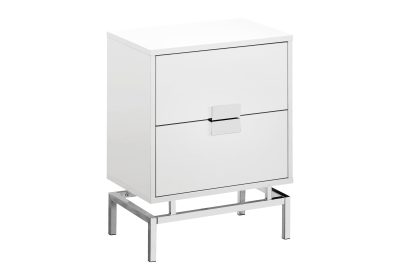 ACCENT TABLE - 24"H / GLOSSY WHITE / CHROME METAL