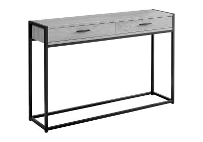 ACCENT TABLE - 48"L / GREY / BLACK METAL HALL CONSOLE