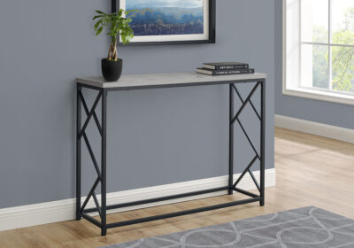 ACCENT TABLE - 44"L / GREY / BLACK METAL HALL CONSOLE