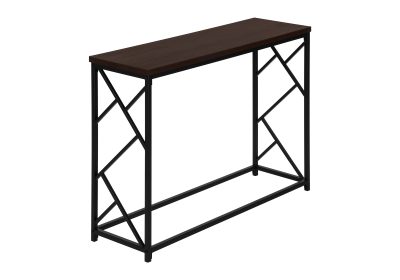 ACCENT TABLE - 44"L / ESPRESSO / BLACK METAL HALL CONSOLE
