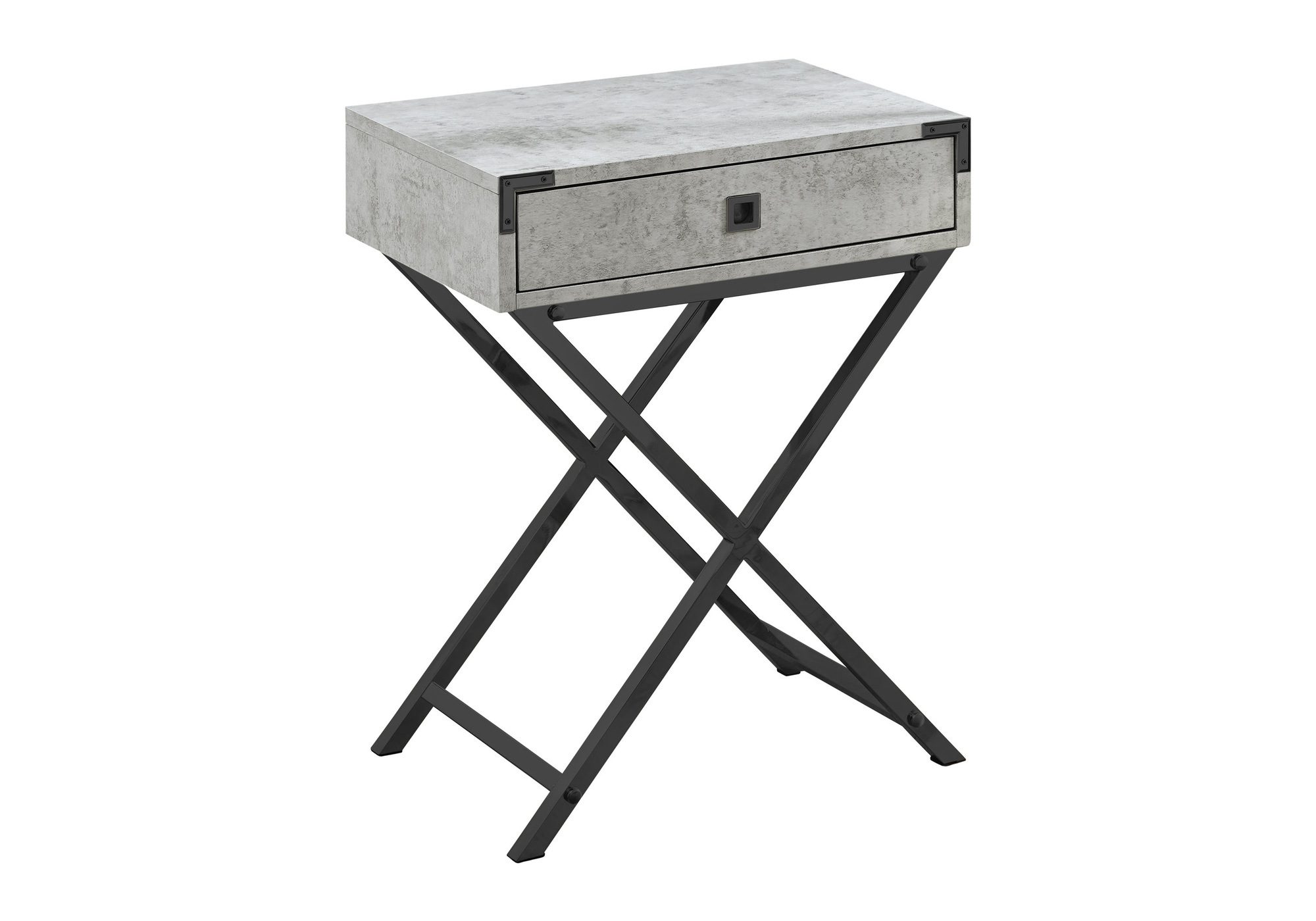 ACCENT TABLE - 24"H / GREY CEMENT / BLACK NICKEL METAL - Image 3