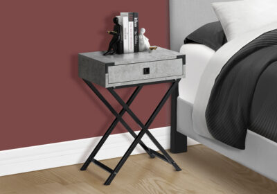 ACCENT TABLE - 24"H / GREY CEMENT / BLACK NICKEL METAL