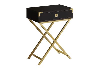 ACCENT TABLE - 24"H / ESPRESSO / GOLD METAL