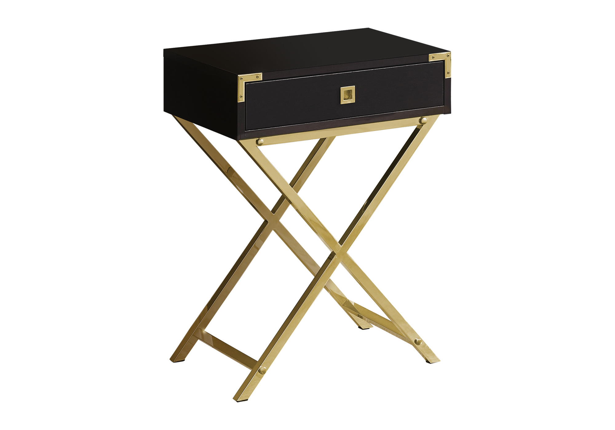 ACCENT TABLE - 24"H / ESPRESSO / GOLD METAL - Image 3