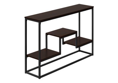 ACCENT TABLE - 48"L / ESPRESSO / BLACK METAL HALL CONSOLE