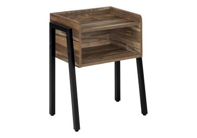 ACCENT TABLE - 23"H / BROWN RECLAIMED-LOOK / BLACK METAL