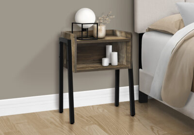 ACCENT TABLE - 23"H / BROWN RECLAIMED-LOOK / BLACK METAL