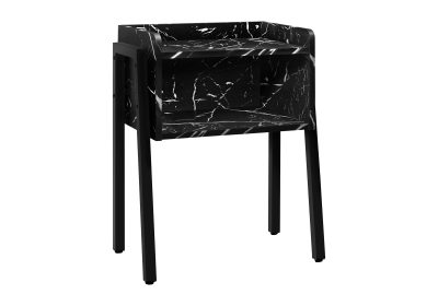 ACCENT TABLE - 23"H / BLACK MARBLE / BLACK METAL