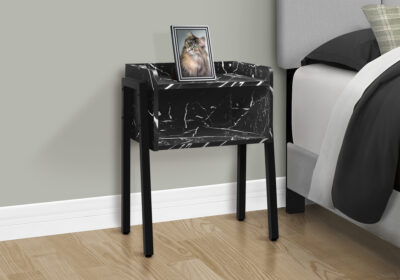 ACCENT TABLE - 23"H / BLACK MARBLE / BLACK METAL