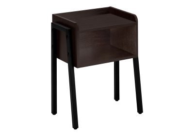 ACCENT TABLE - 23"H / ESPRESSO / BLACK METAL
