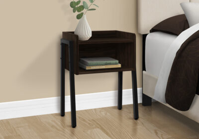 ACCENT TABLE - 23"H / ESPRESSO / BLACK METAL
