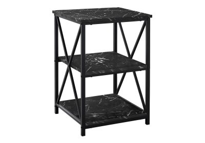 ACCENT TABLE - 26"H / BLACK MARBLE / BLACK METAL