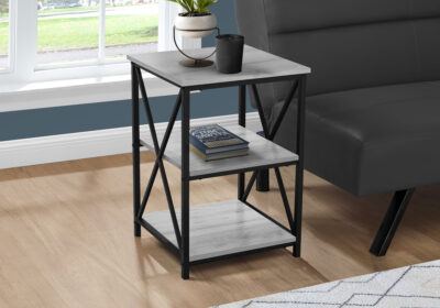 ACCENT TABLE - 26"H / GREY / BLACK METAL