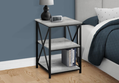 ACCENT TABLE - 26"H / GREY / BLACK METAL