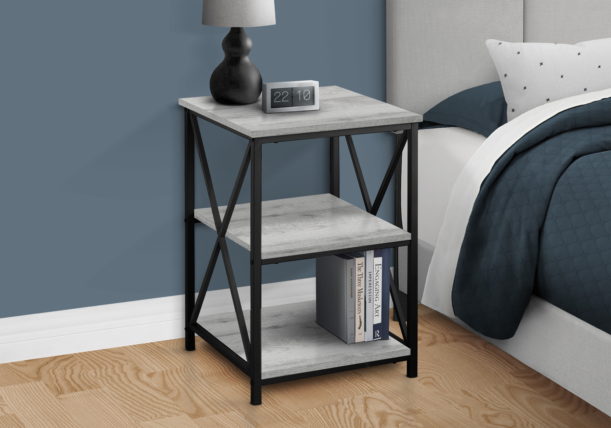ACCENT TABLE - 26"H / GREY / BLACK METAL - Image 2