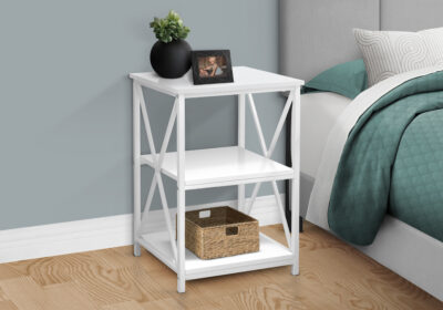ACCENT TABLE - 26"H / WHITE/ WHITE METAL