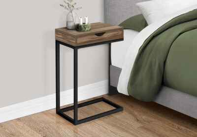 ACCENT TABLE - BROWN RECLAIMED-LOOK / BLACK METAL