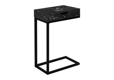 ACCENT TABLE - BLACK MARBLE / BLACK METAL WITH A DRAWER