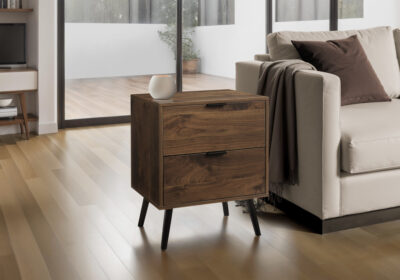 ACCENT TABLE - 24"H / WALNUT END TABLE WITH 2 DRAWERS